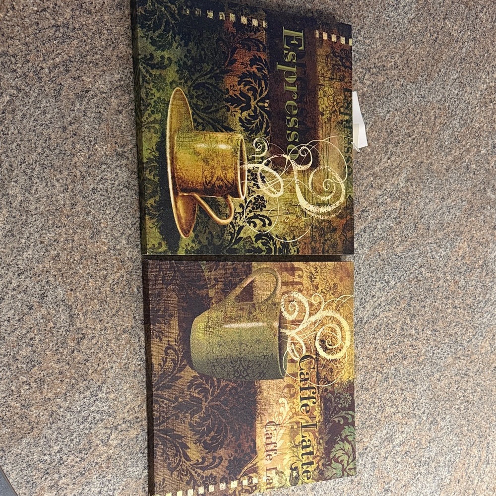 Set of 2 12”x12”x1” Espresso and Caffe Latte Wall Art Set